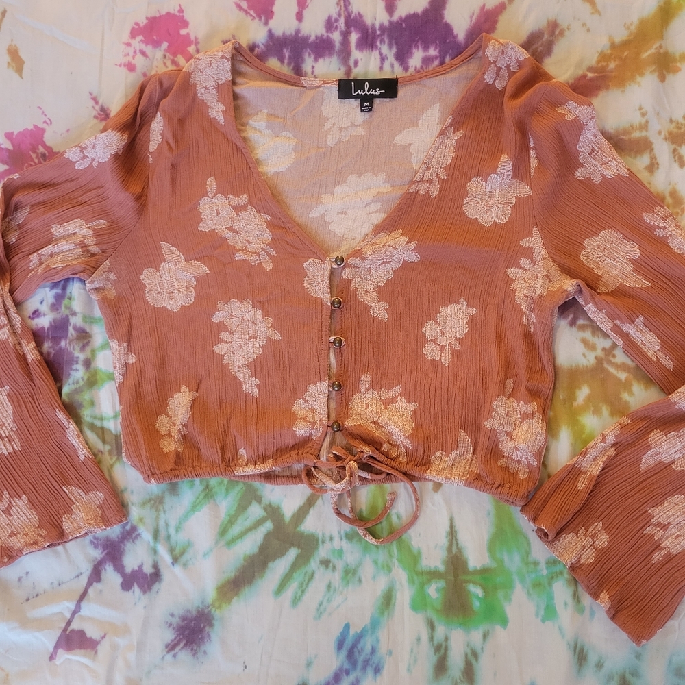 Lulu's Bell Sleeve Crop Top